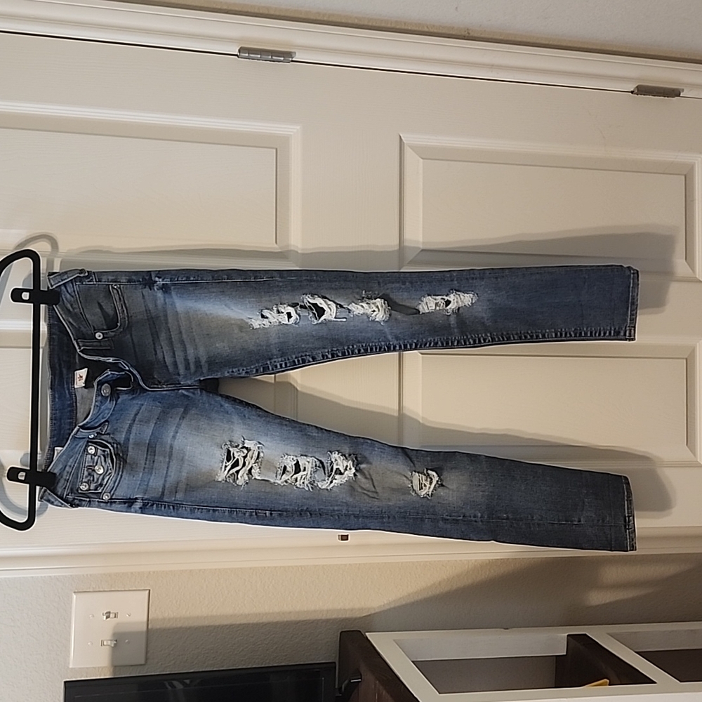 True Religion low rise Stella distressed skinny jeans